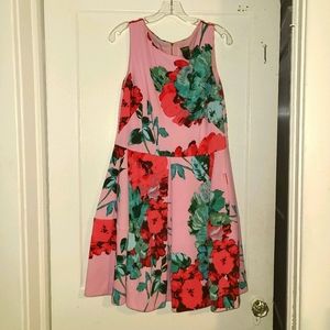 Pink and Aqua floral knee length dress